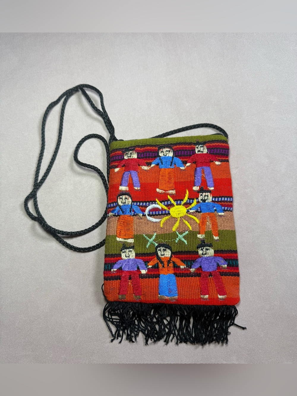 Peru Handmade Colorful Purse Messenger Bag, Cross Body Dual Zipper Pockets